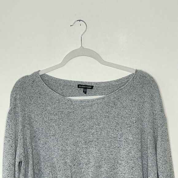 Eileen Fisher Gray Speckled Silk Blend Cropped Sweater M - Picture 4 of 7